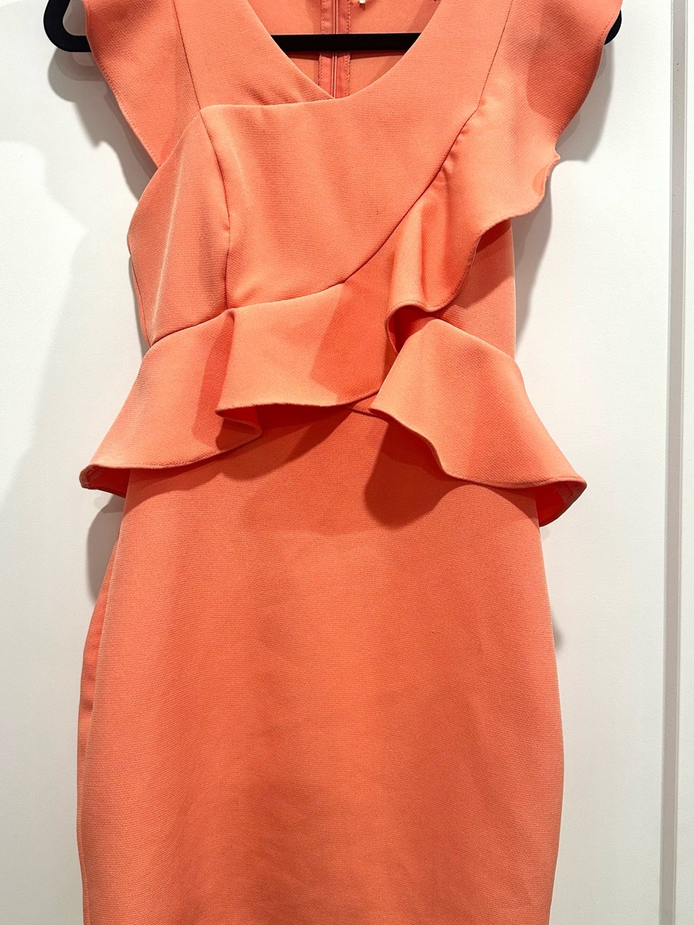 Women's Coral Peplum Ruffle Dress